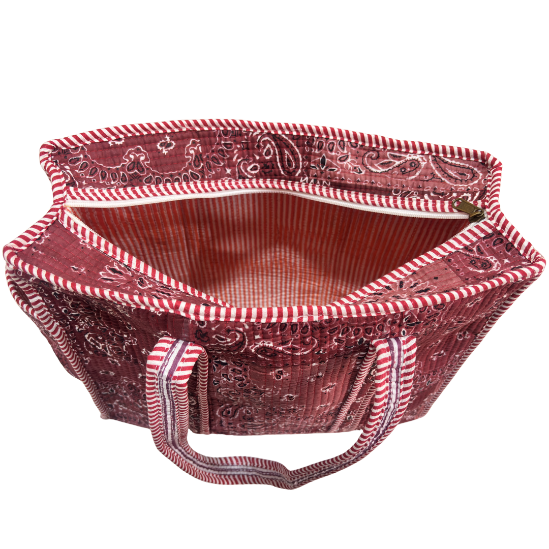 Artisan Quilted Bloom Quilted Cotton Tote - Handcrafted Shopping Companion