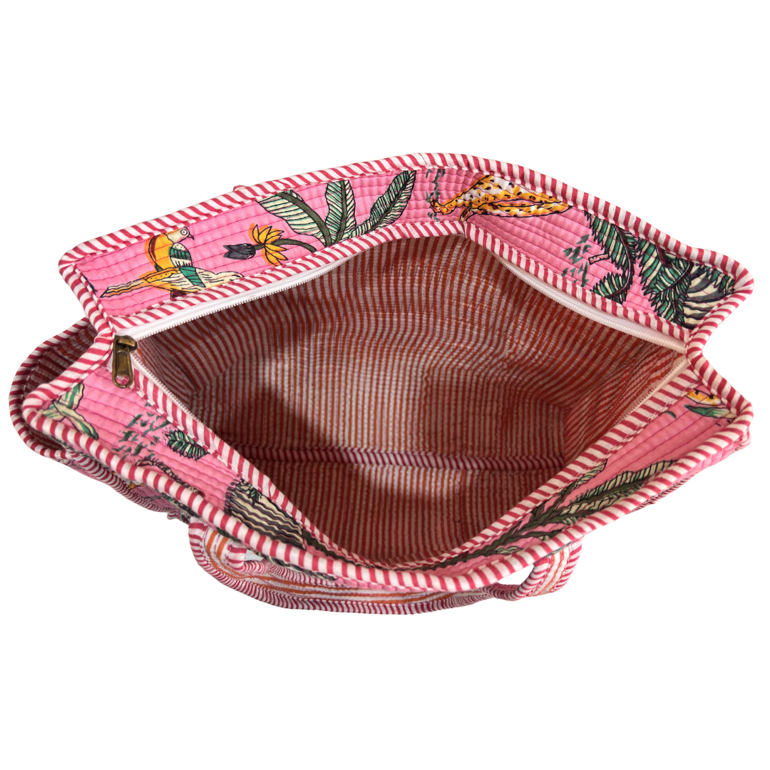 Artisan Quilted Bloom Quilted Cotton Tote - Handcrafted Shopping Companion