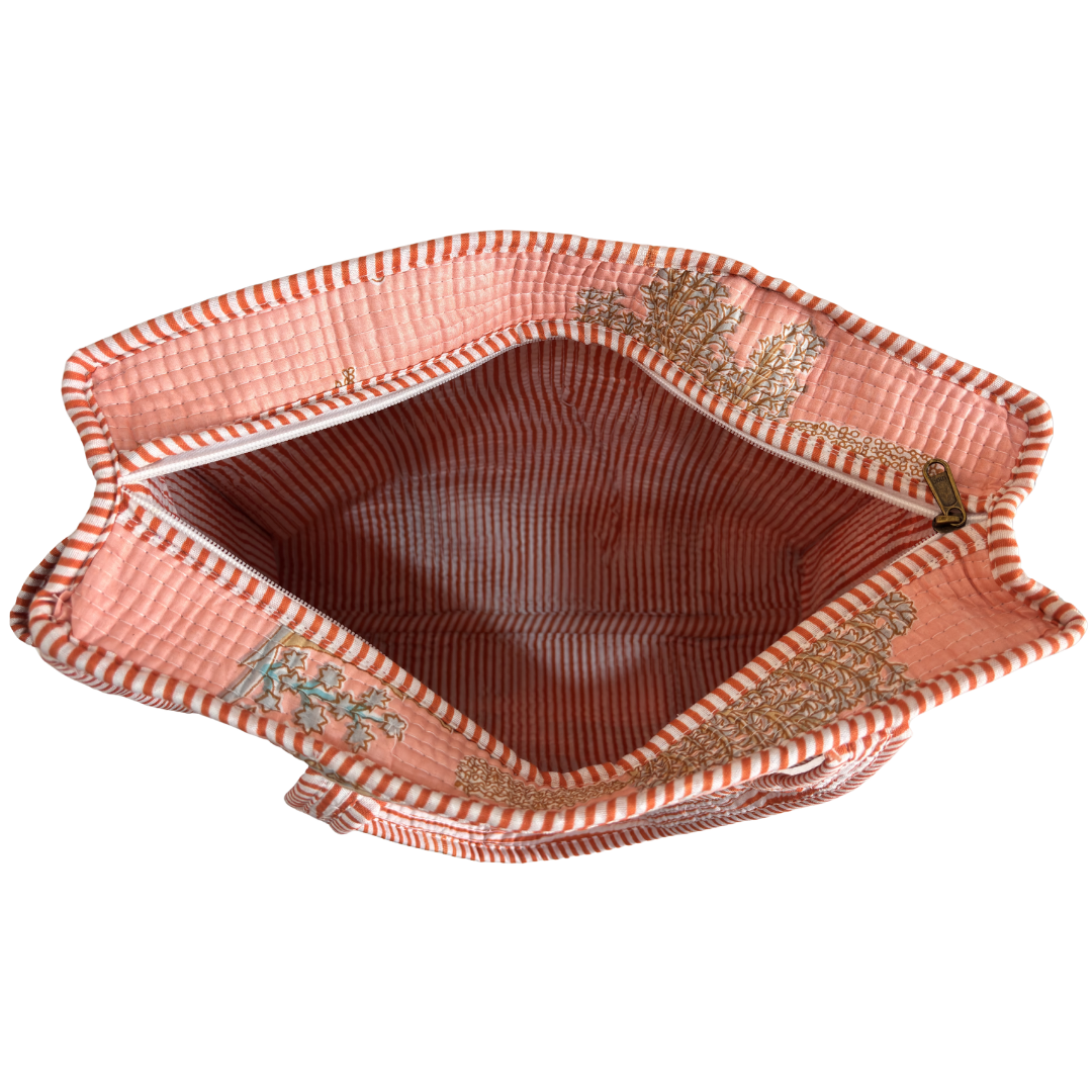 Artisan Quilted Bloom Quilted Cotton Tote - Handcrafted Shopping Companion