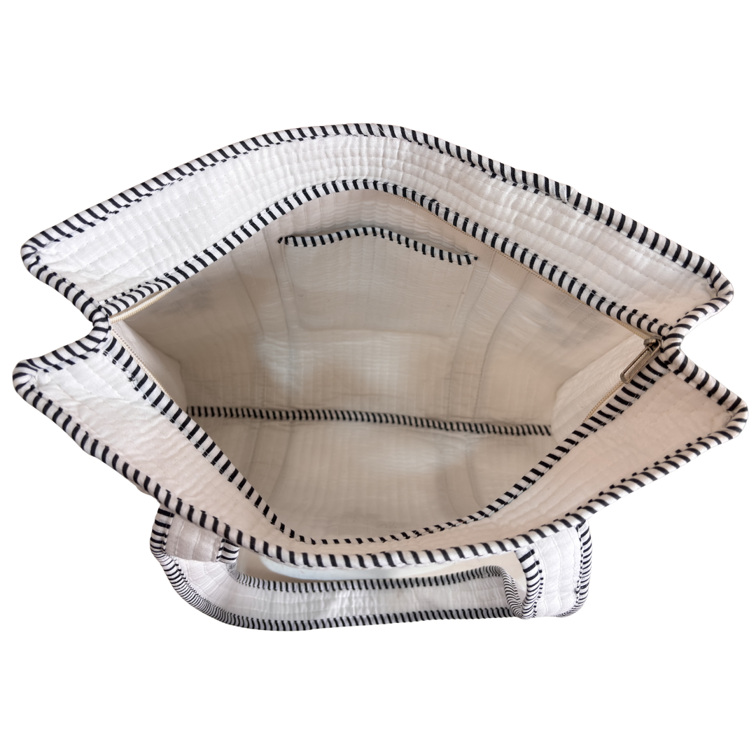 Artisan Quilted Bloom Quilted Cotton Tote - Handcrafted Shopping Companion