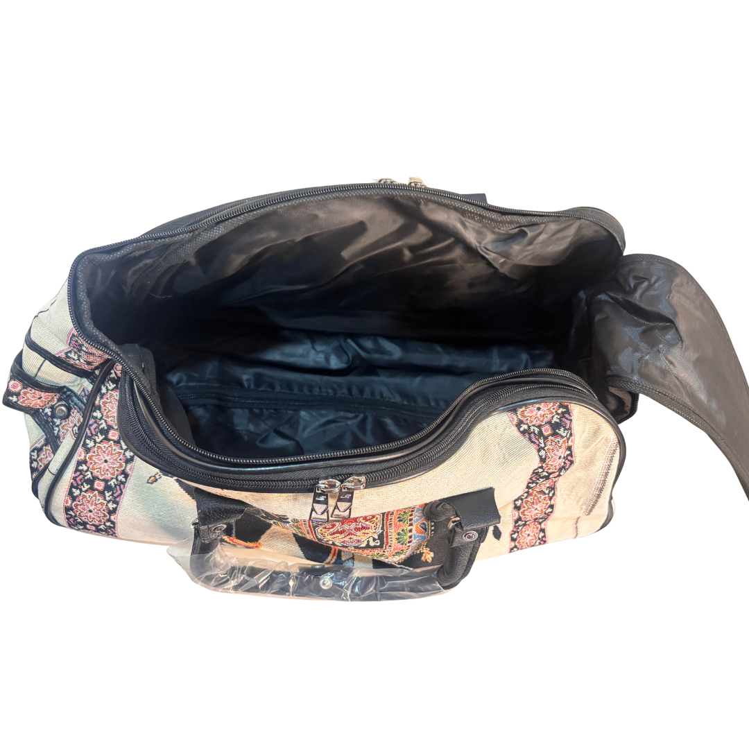 The House of RajPadmini Road Warrior Edition:- Waterproof Elephant Print Wheeled Travel Duffle Trolley Bag