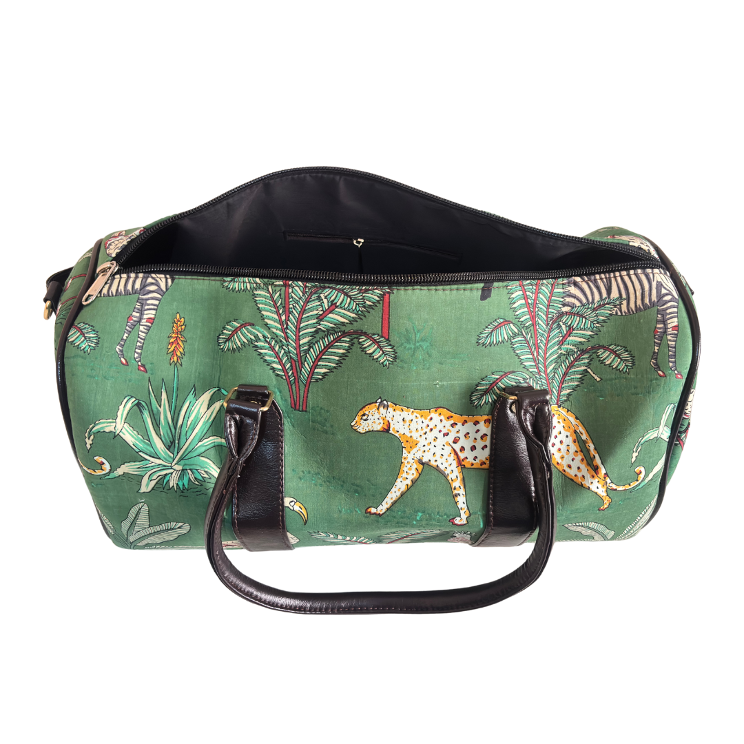 The House of RajPadmini Animal Print Cotton Duffle Bag