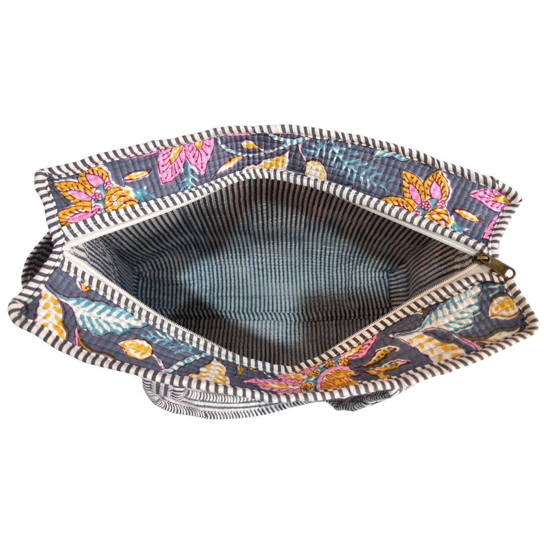 Artisan Quilted Bloom Quilted Cotton Tote - Handcrafted Shopping Companion