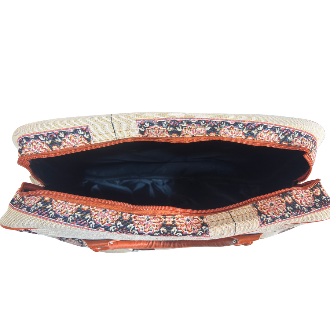 Creamy Beige Elephant Print Washable Duffle Bag