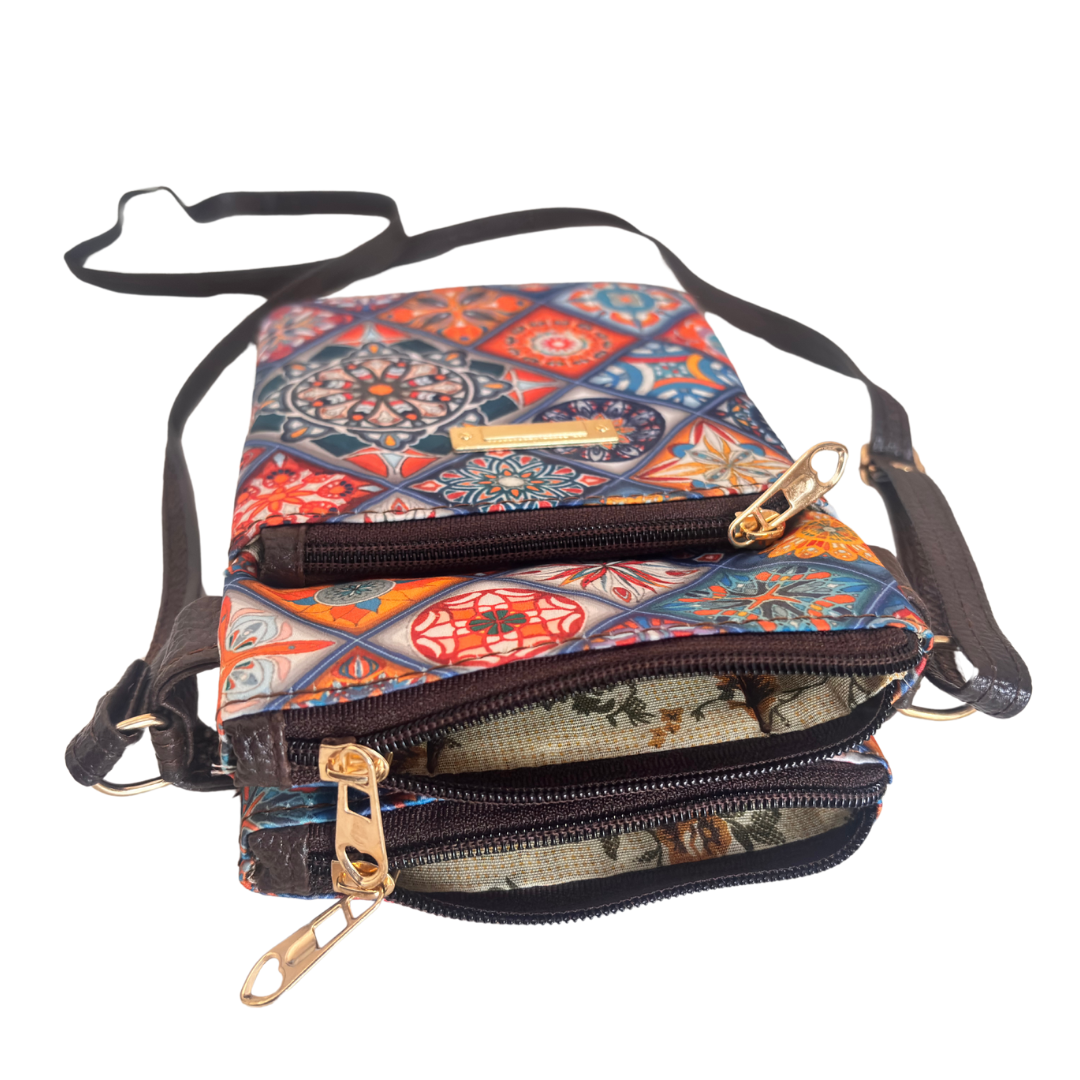 The Multicolor Multiple Partition Mobile Crossbody Sling Bag