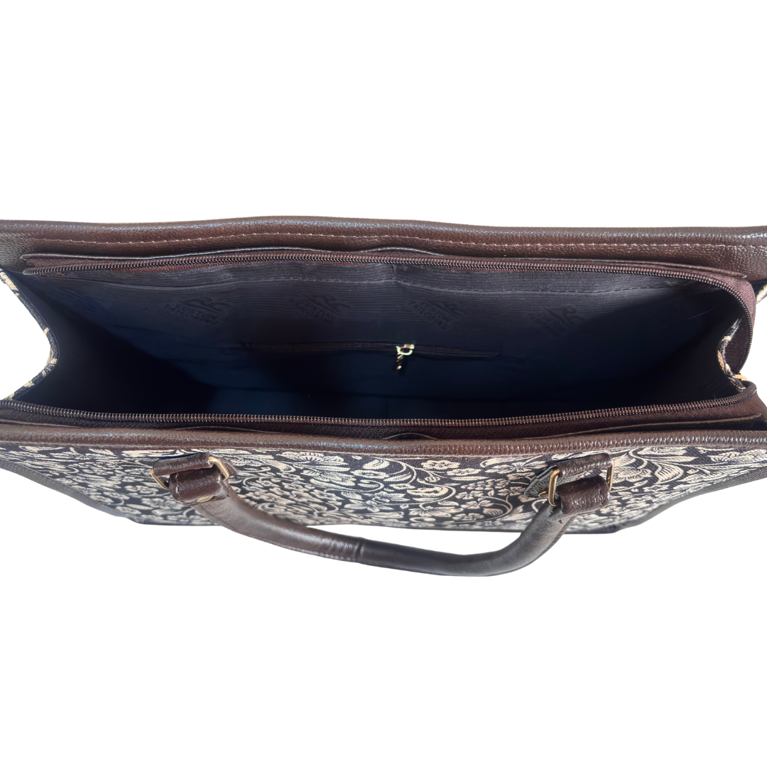 Office Tote Bag for Women | Block Print Rajasthani Tote with Laptop Space & Matching Pouch