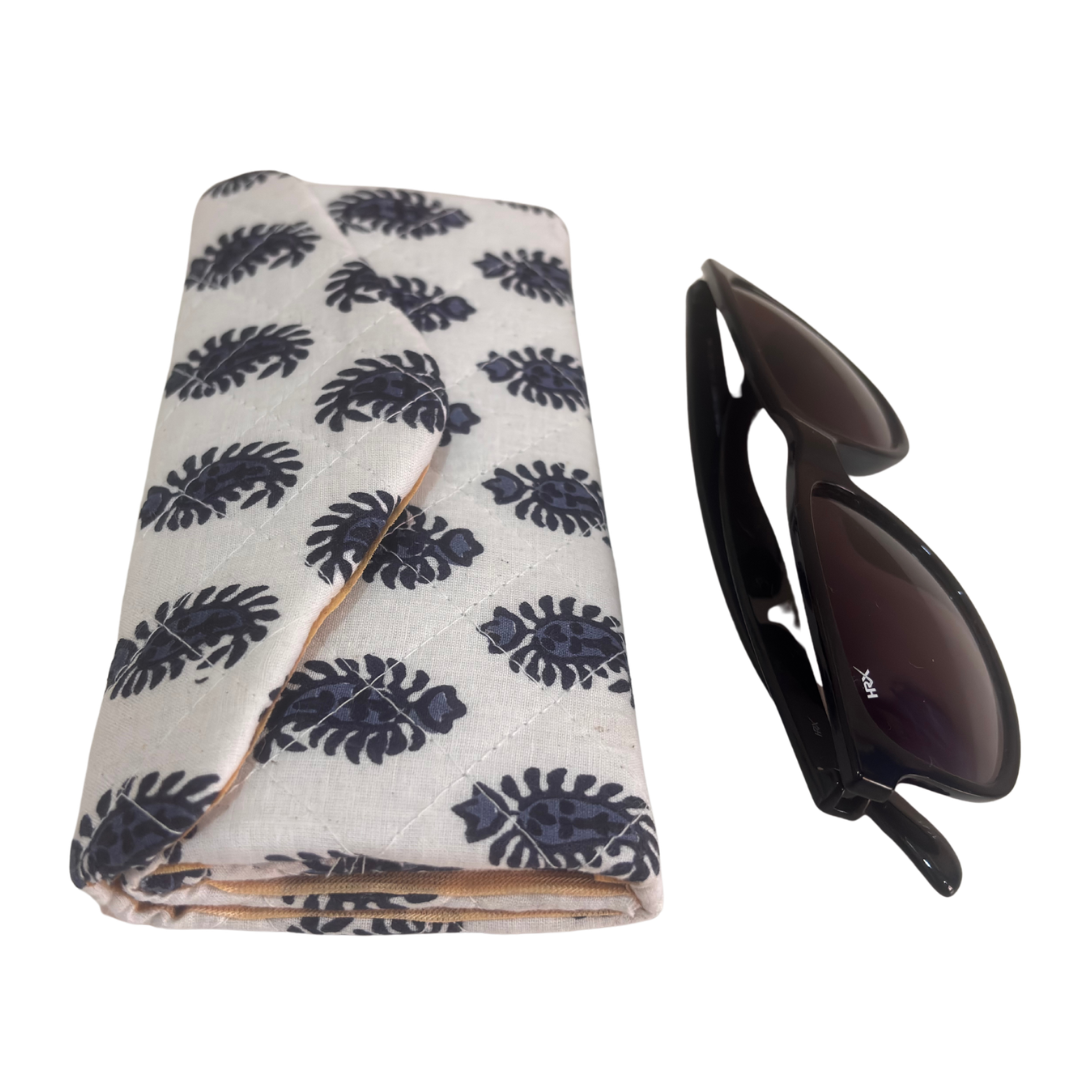The House of RajPadmini Foldable Cotton Sunglass Case with Magnetic Closure