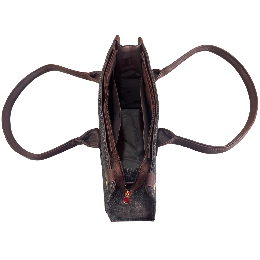 The House of RajPadmini Jute Tote Bag with Medallion Embossed Print