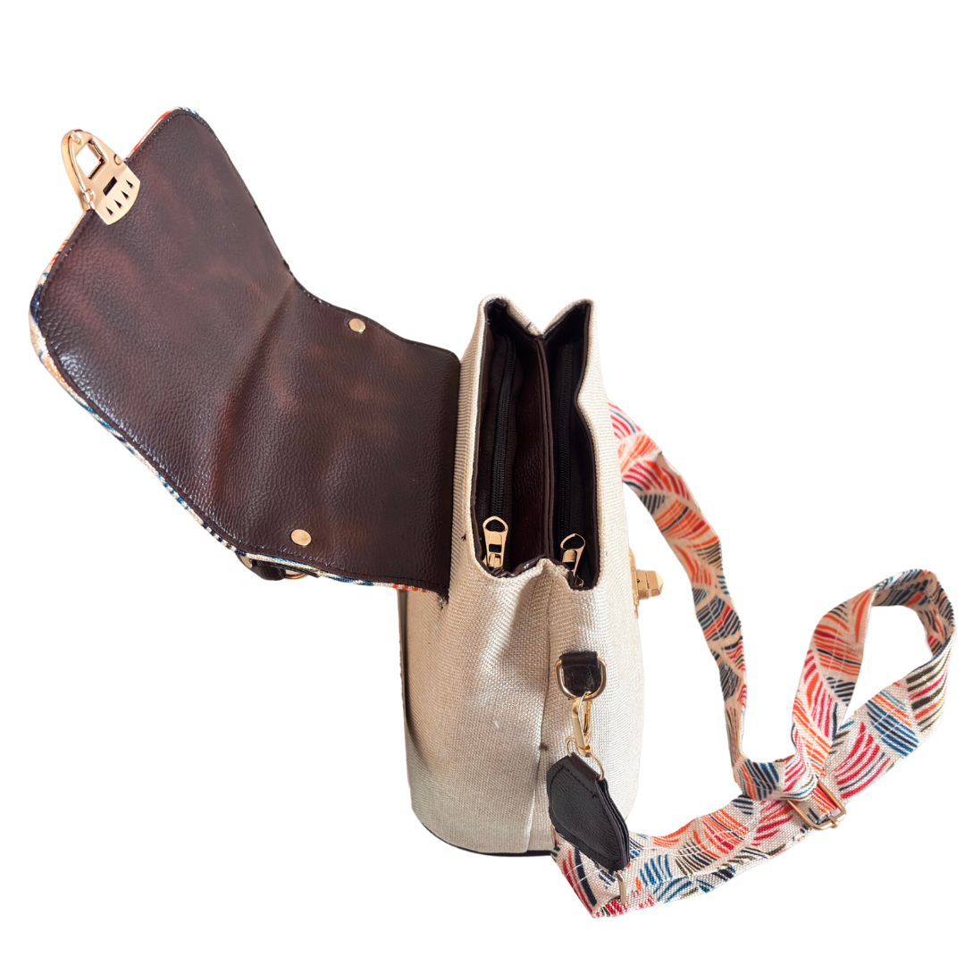 The House of RajPadmini White Jute Crossbody Sling Bag