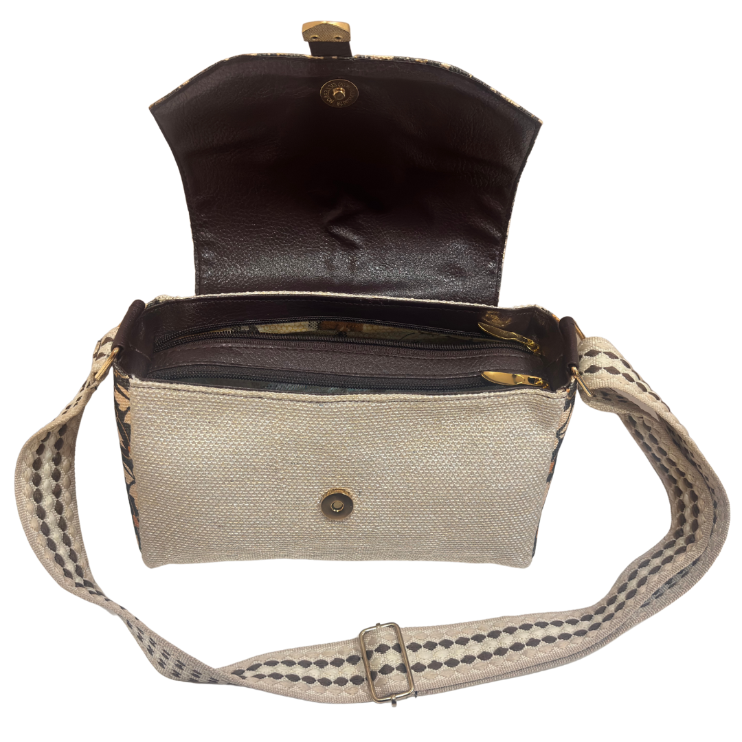 The House of RajPadmini Phulkari Haveli Edition | Heritage Floral Patchwork Sling Bag with Double Partition