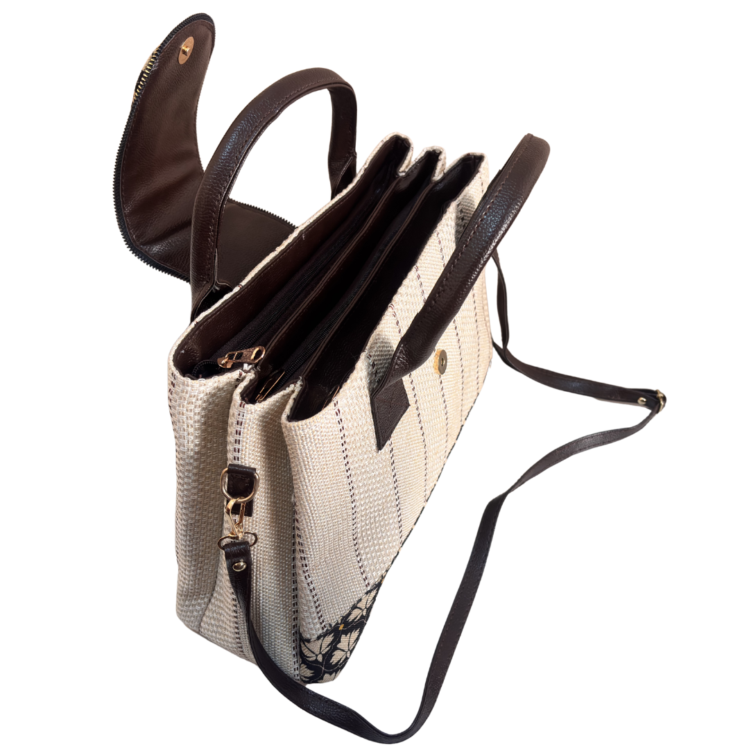 Premium Jute Woven Handbag Covertible Sling with Complimentary Pouch