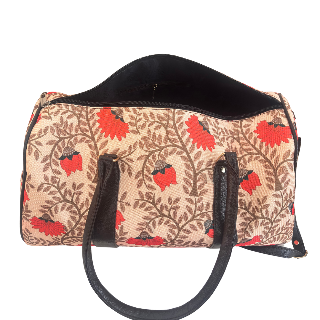 Maharani's Garden Heritage Edition: Royal Courtyard Collection | Hand-Painted Royal Flora Design Duffle