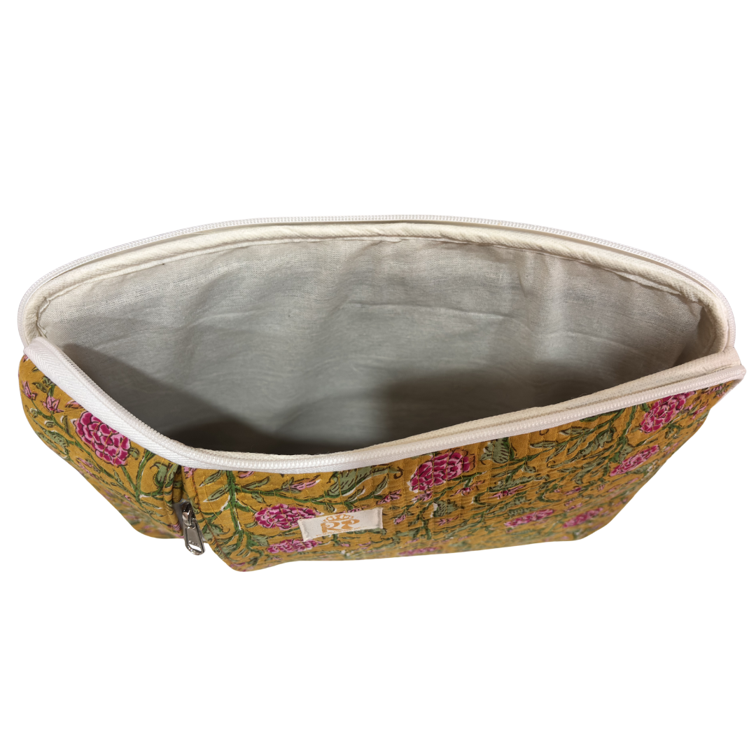 Quilted Cotton Laptop Sleeve with External Pocket — Handcrafted 14-inch Sleeve | The House of RajPadmini