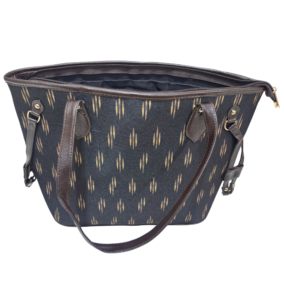 The House of RajPadmini Printed Tote Bag with Complimentary Pouch | Boho Geometric Print
