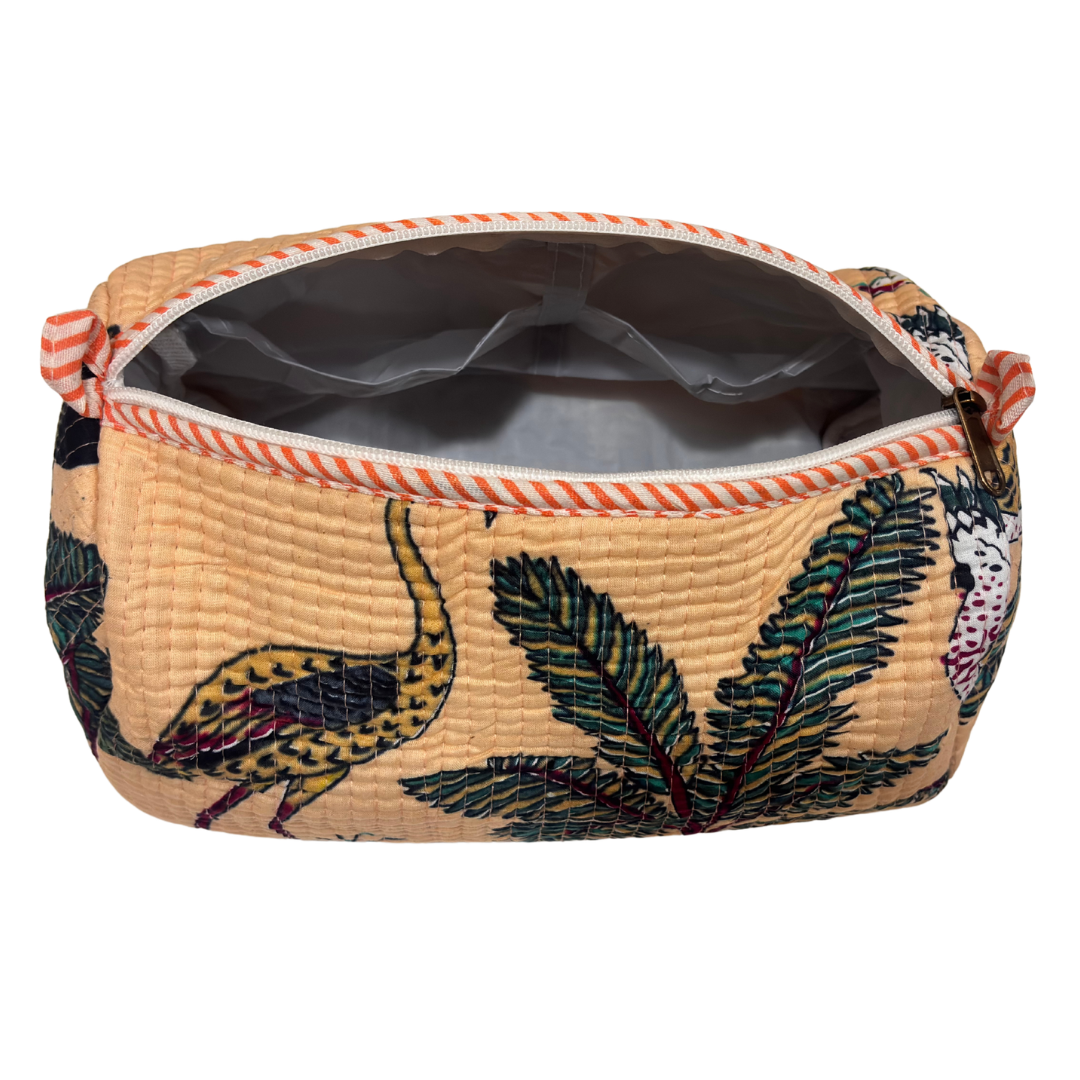 Quilted Cotton Travel Pouch Set of 3 – Waterproof Toiletry Organizer | Handcrafted in India