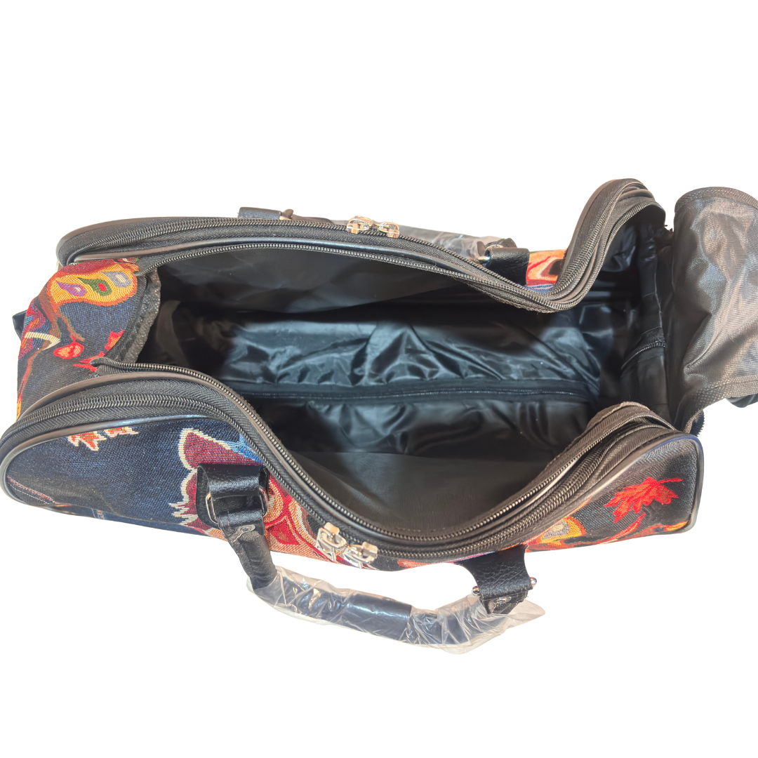 The House of RajPadmini Road Warrior Edition:- Waterproof Elephant Print Wheeled Travel Duffle Trolley Bag