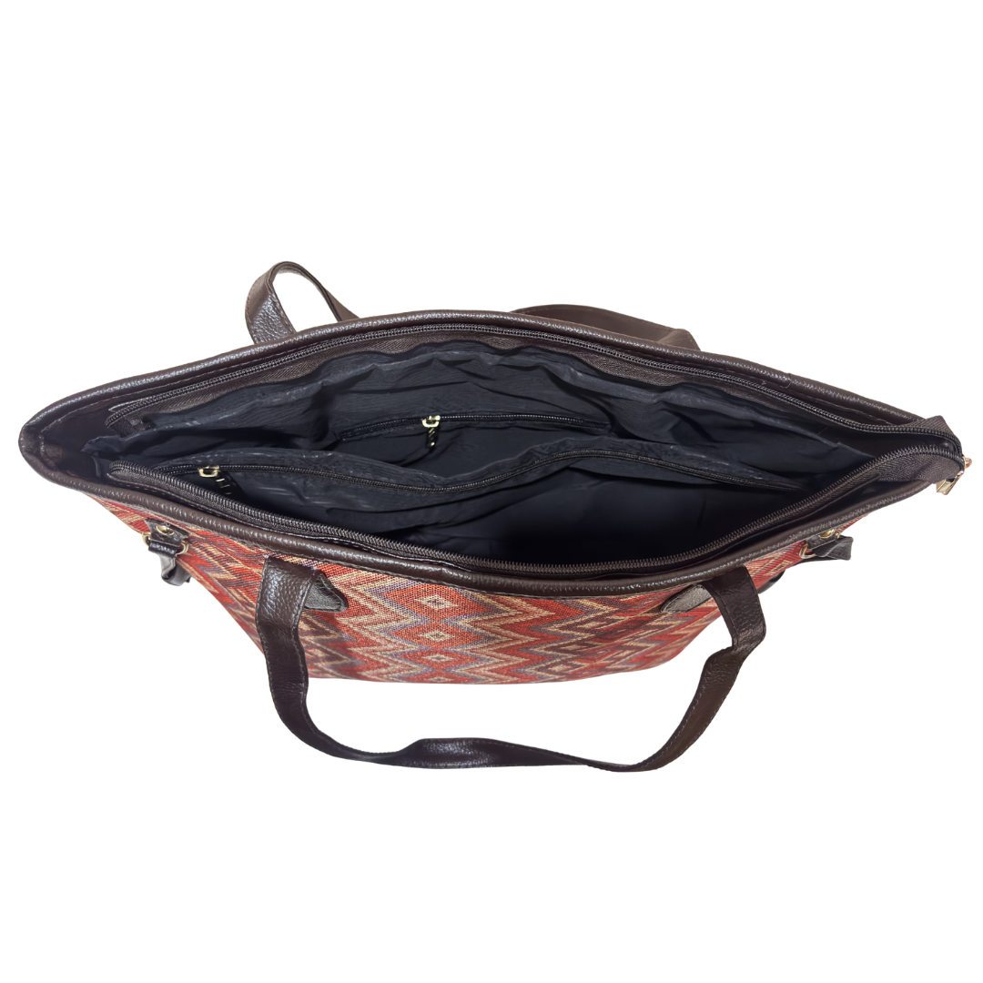 The House of RajPadmini Printed Tote Bag with Complimentary Pouch | Boho Geometric Print
