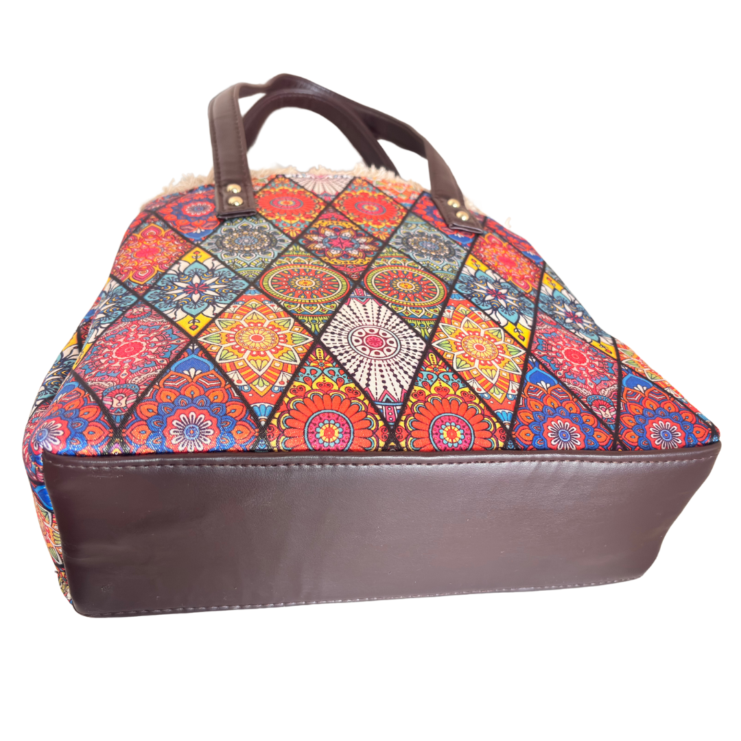 Rajasthani Diamond Print Tote Bag with Complimentary Pouch - The House of RajPadmini