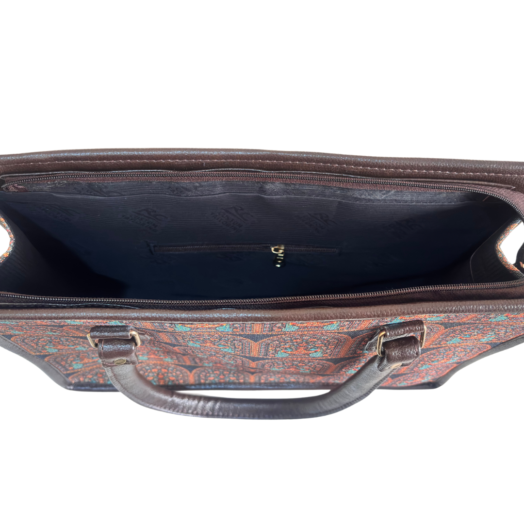 Office Tote Bag for Women | Block Print Rajasthani Tote with Laptop Space & Matching Pouch