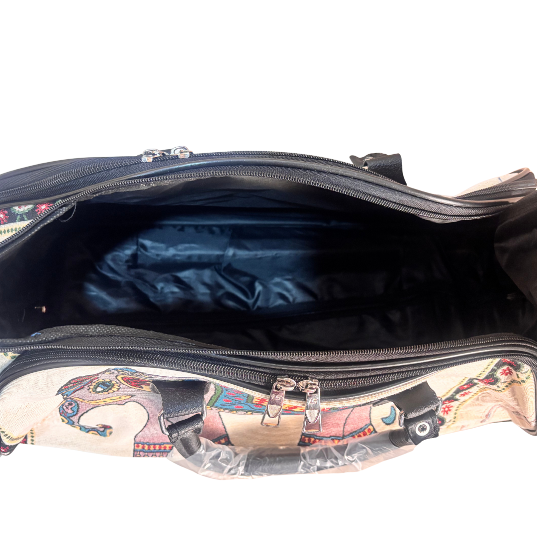 The House of RajPadmini Road Warrior Edition:- Waterproof Elephant Print Wheeled Travel Duffle Trolley Bag
