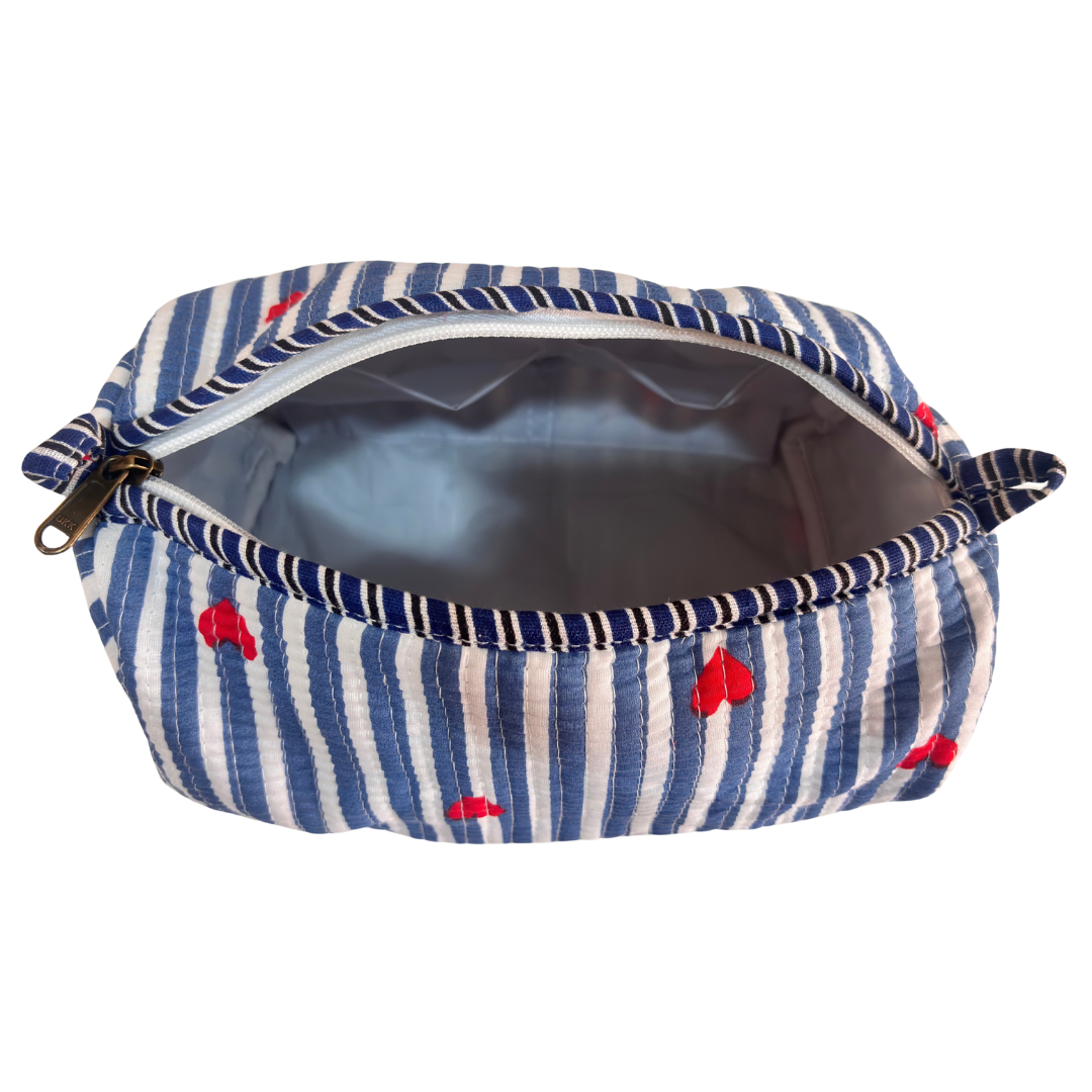 Quilted Cotton Travel Pouch Set of 3 – Waterproof Toiletry Organizer | Handcrafted in India