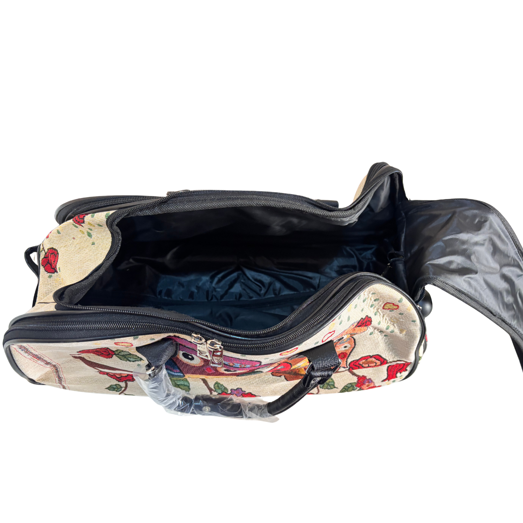 The House of RajPadmini Road Warrior Edition:- Waterproof Elephant Print Wheeled Travel Duffle Trolley Bag