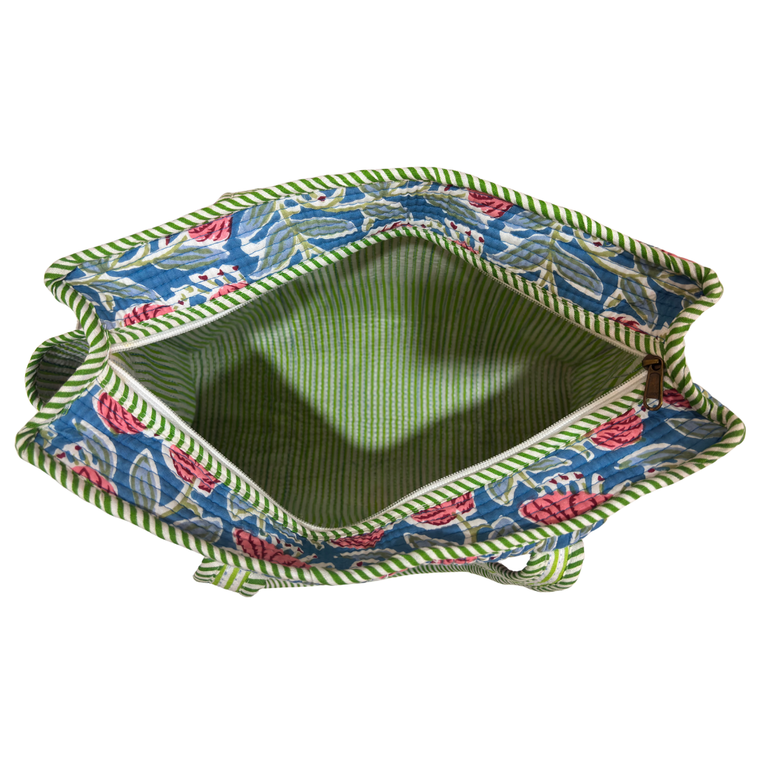 Artisan Quilted Bloom Quilted Cotton Tote - Handcrafted Shopping Companion
