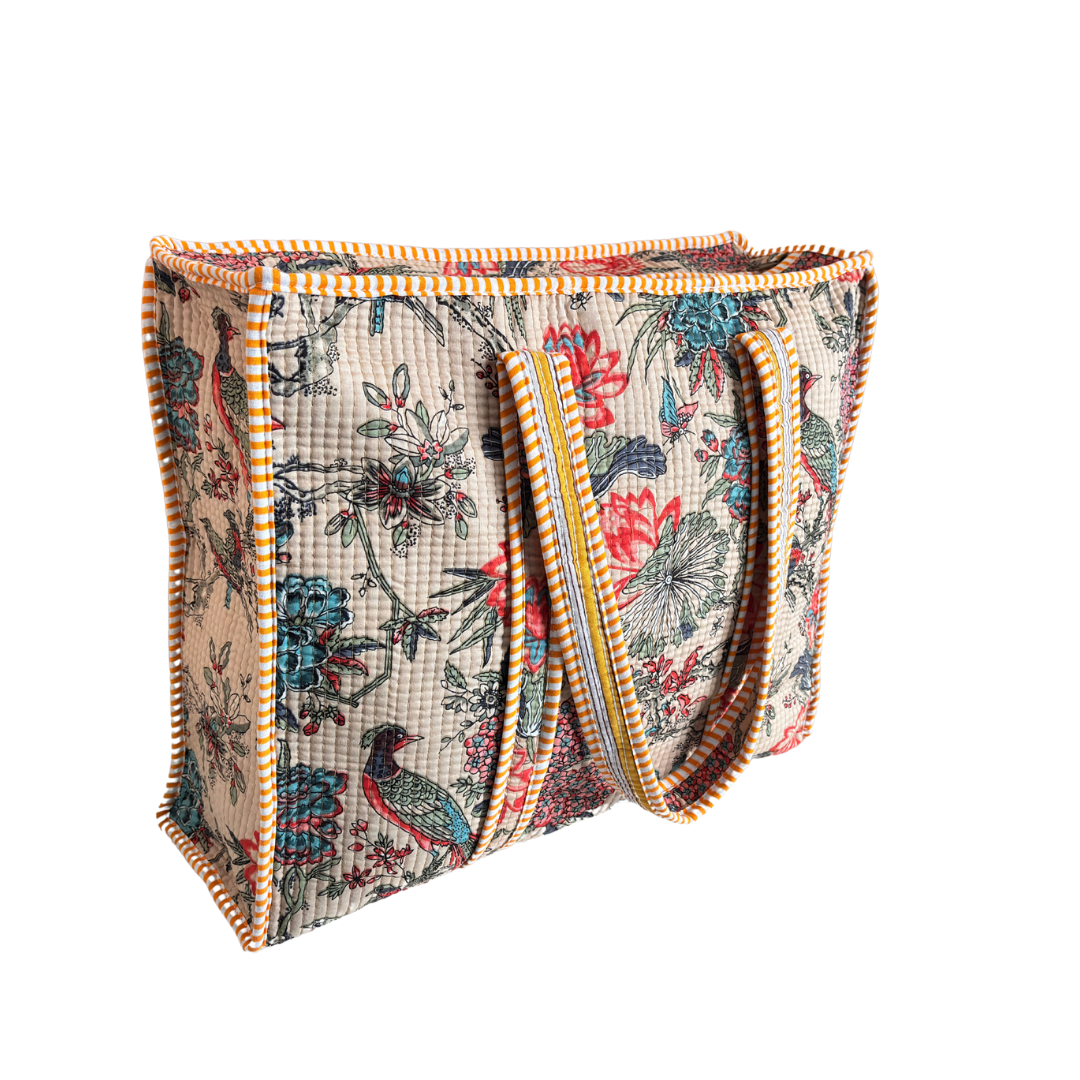 4-in-1 Festive Gifting COMBO : Premium Quilted Tote Bag + 3 Waterproof Pouches = Your Complete Organization Solution!