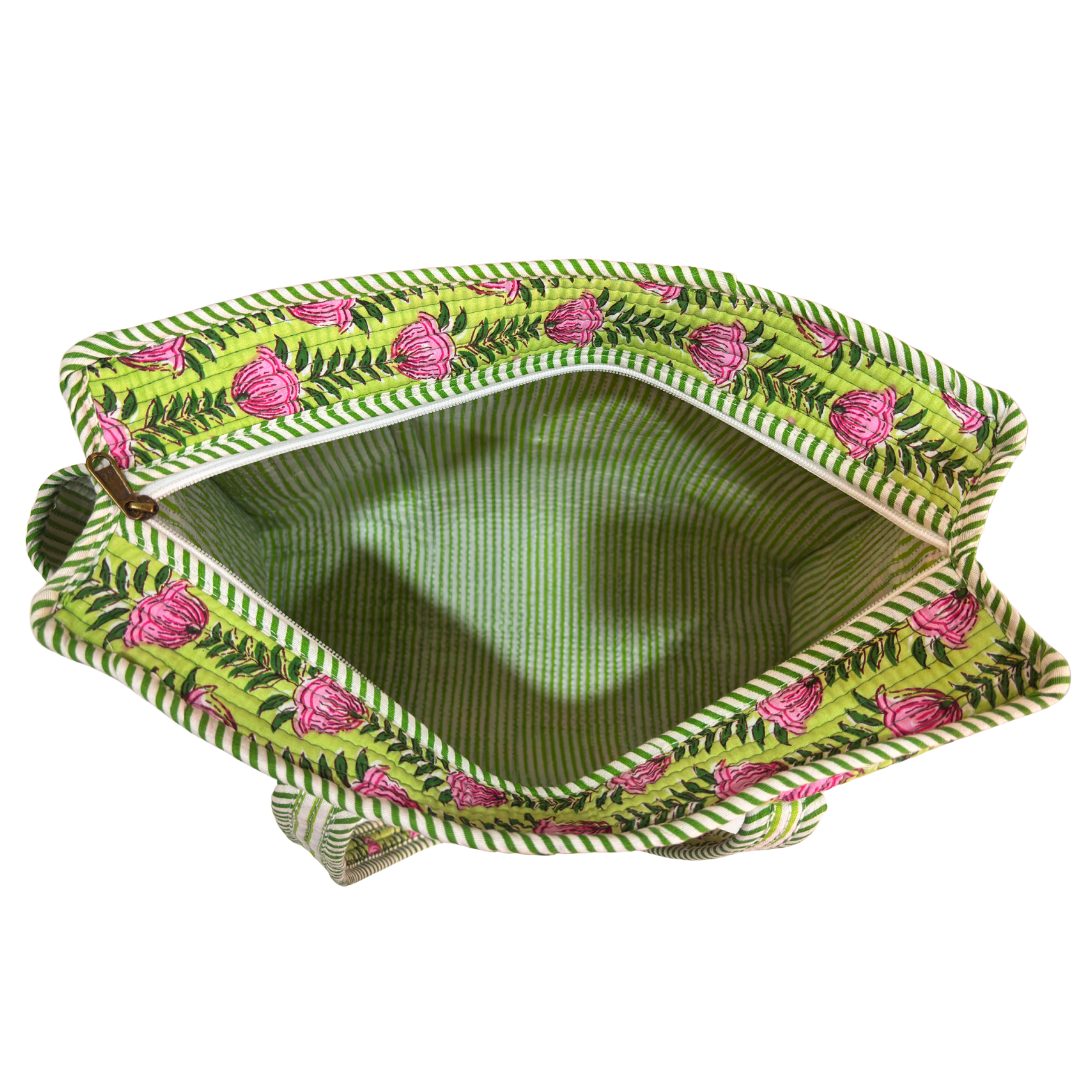 Artisan Quilted Bloom Quilted Cotton Tote - Handcrafted Shopping Companion