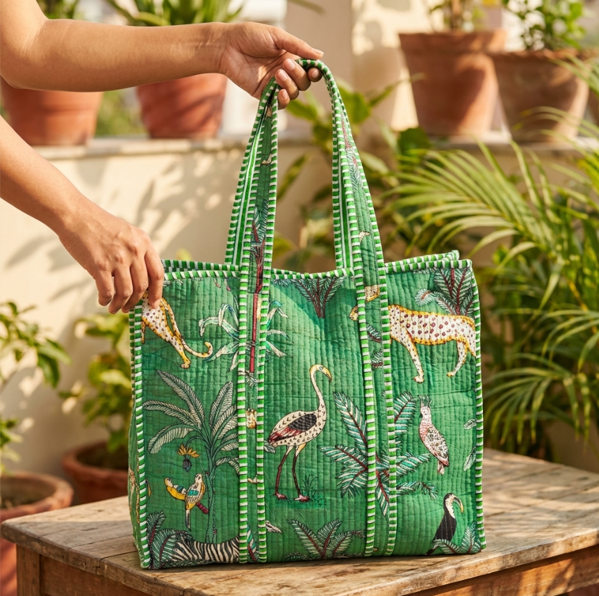 The Bazaar Bhoot Edition:- Premium Cotton Quilted Shopping Tote Bag
