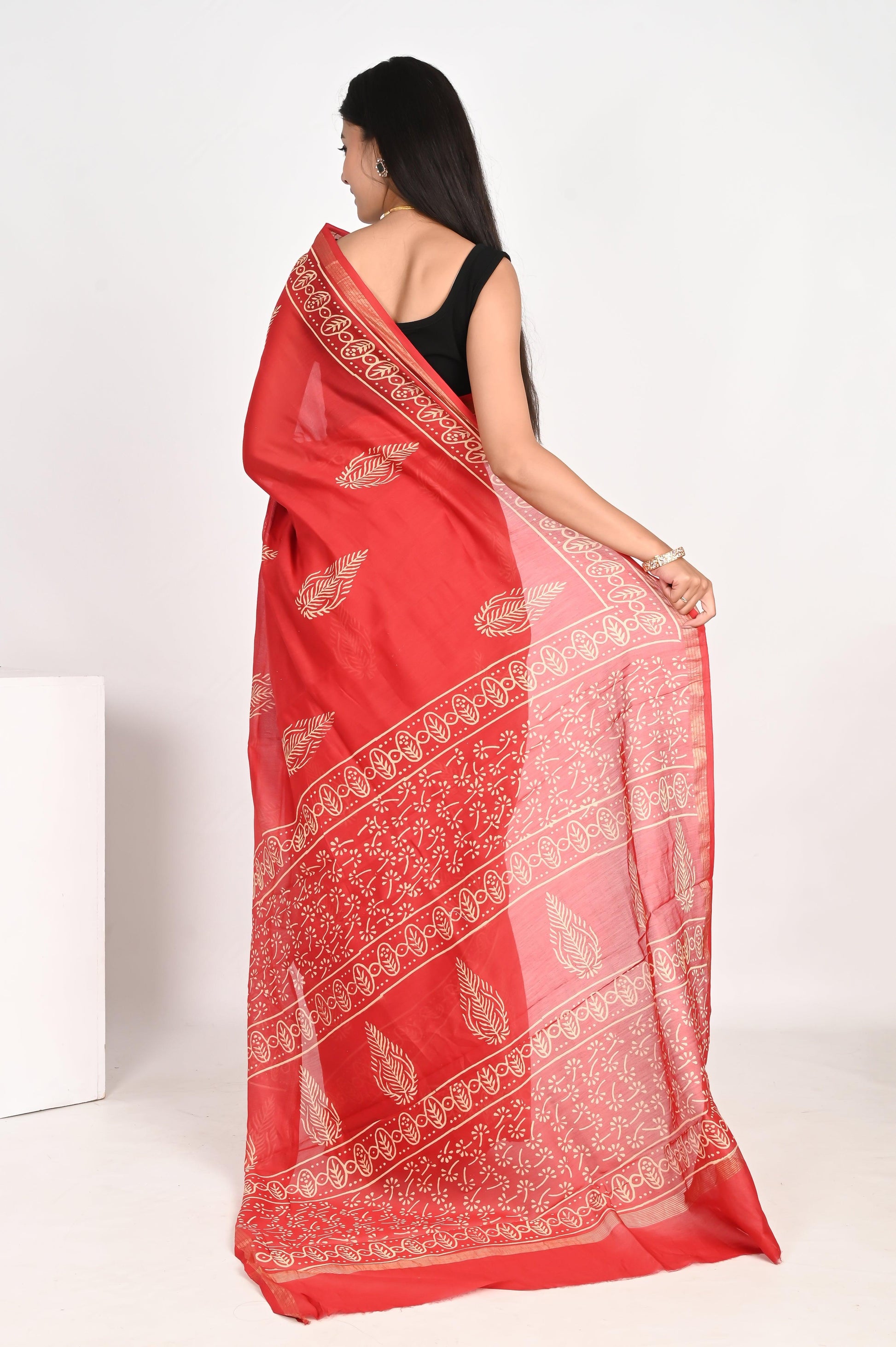 Tangerine Orange Chanderi Silk Saree