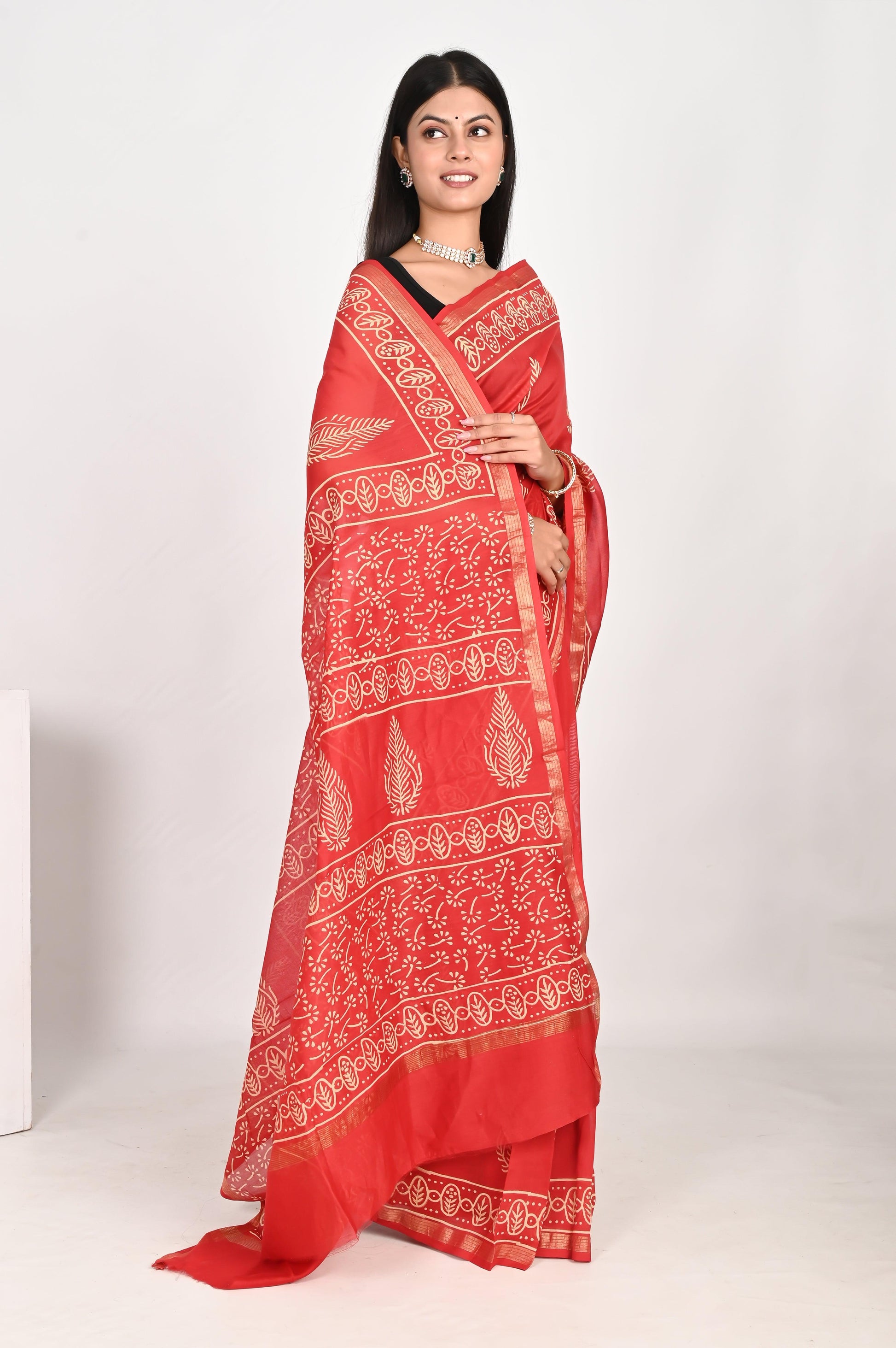 Tangerine Orange Chanderi Silk Saree