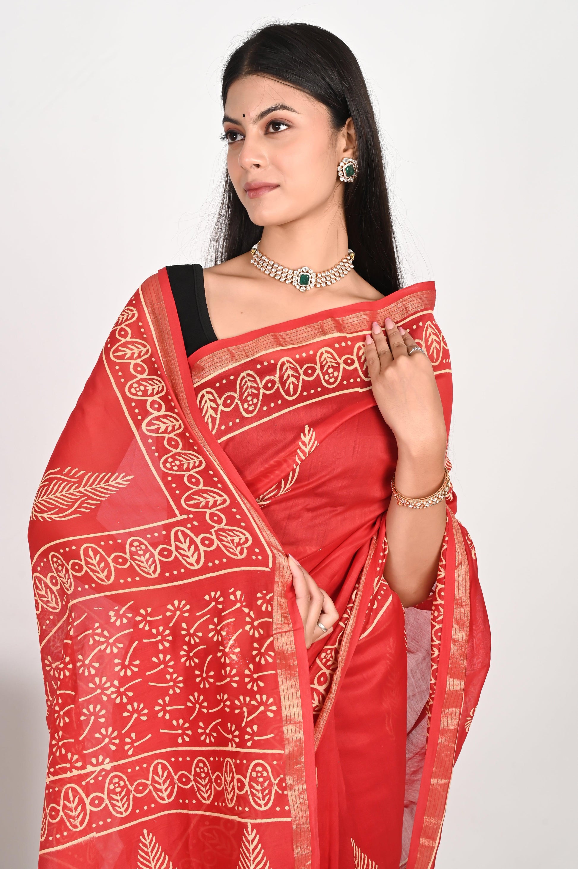 Tangerine Orange Chanderi Silk Saree