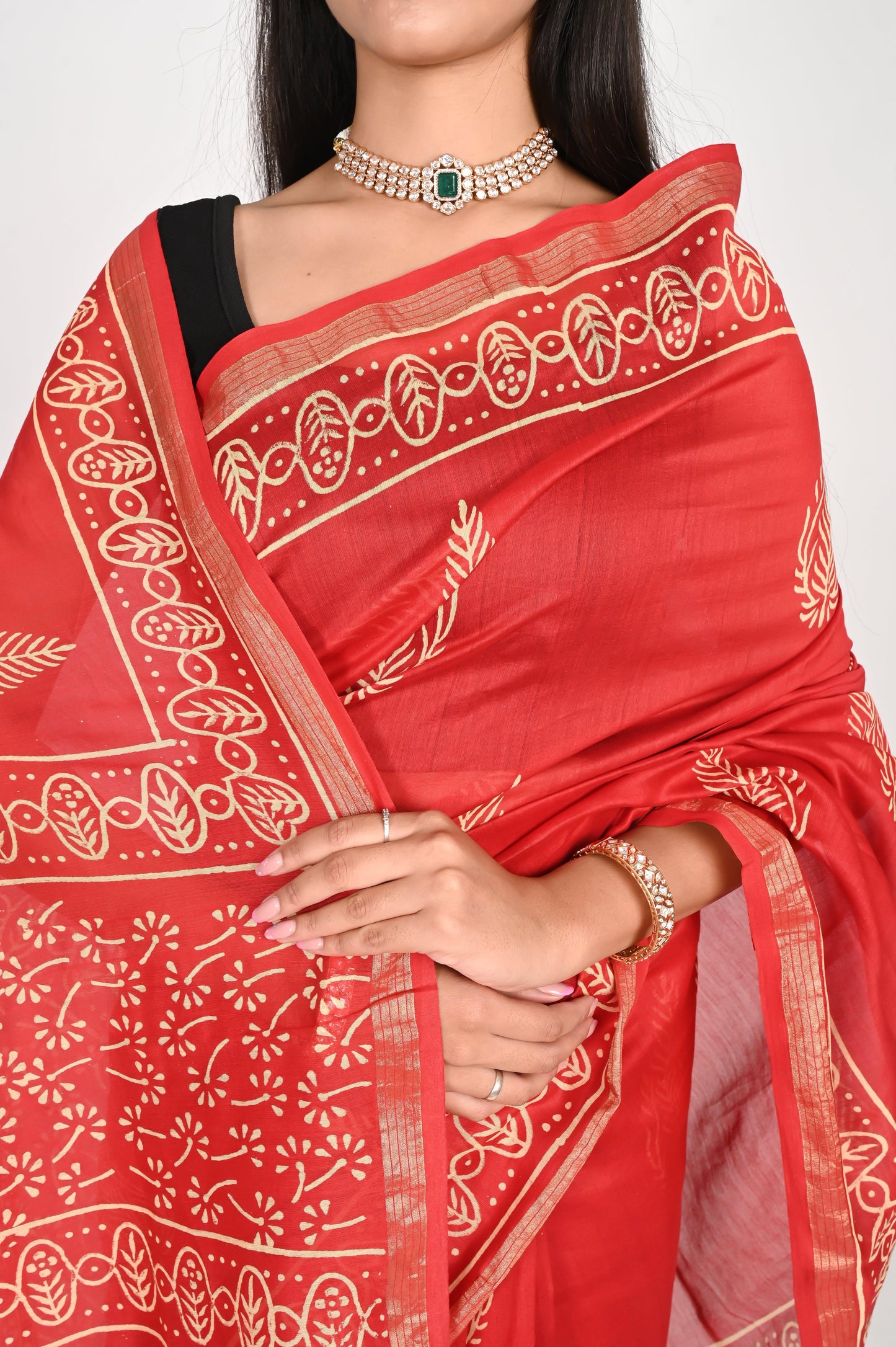 Tangerine Orange Chanderi Silk Saree