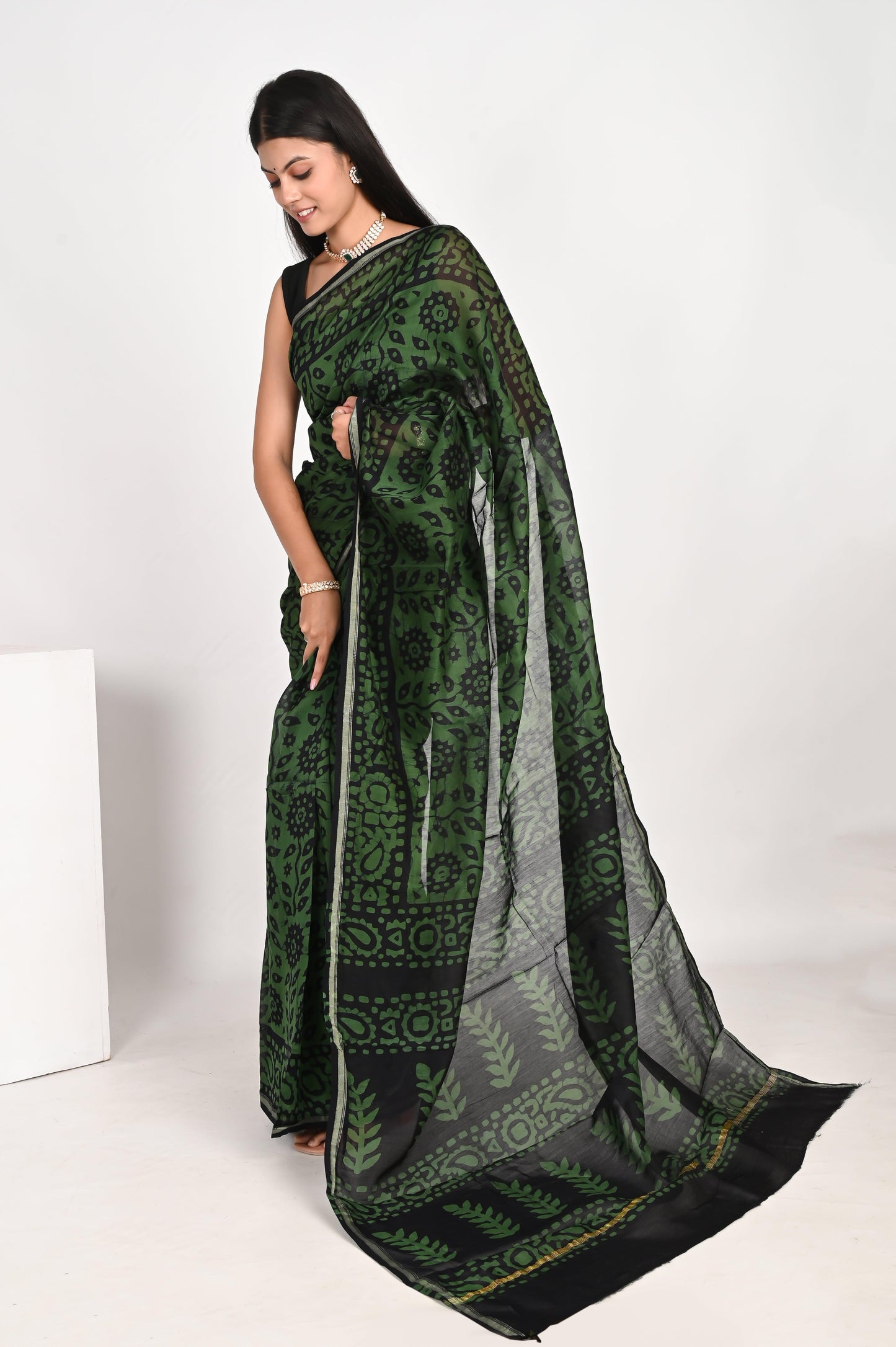 Vibrant Green Chanderi Silk Saree