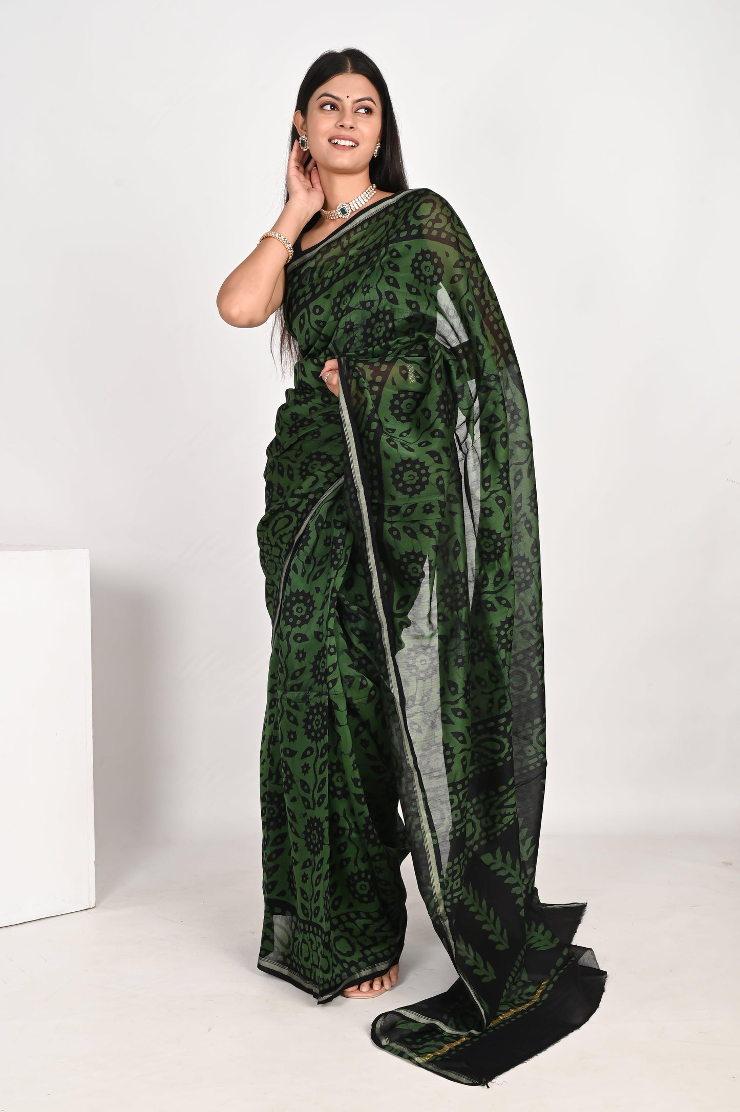 Vibrant Green Chanderi Silk Saree