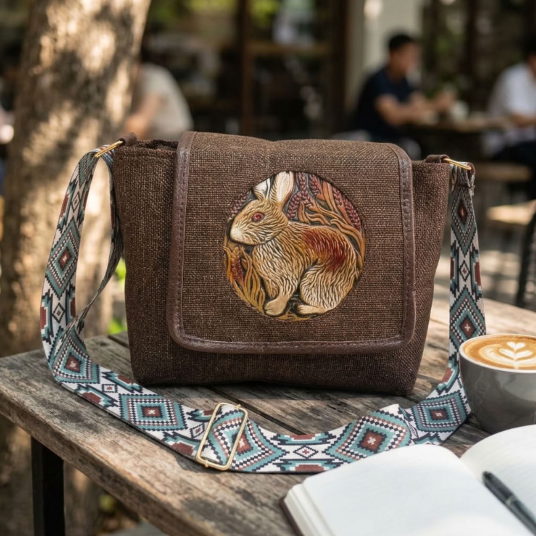 Medallion Embossed Jute Sling Bag for Women | Handcrafted Crossbody for Saree, Kurta & Festive Wear | The House of RajPadmini