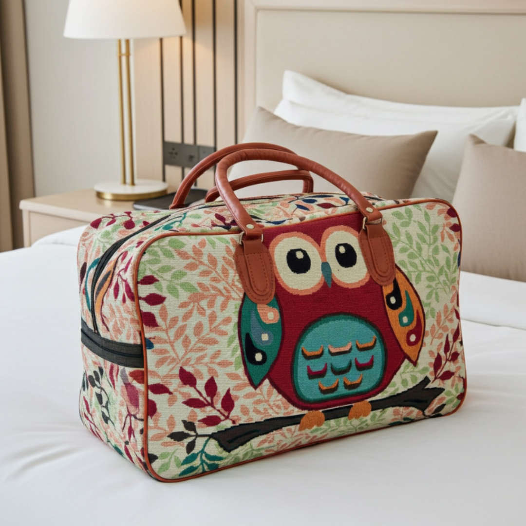 Off-White Single Owl Print Washable Duffle Bag