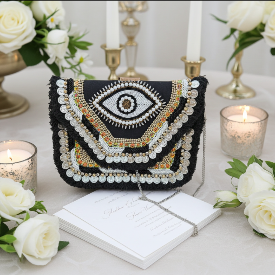 Boho Chic Cotton Crossbody Clutch and Convertible Sling