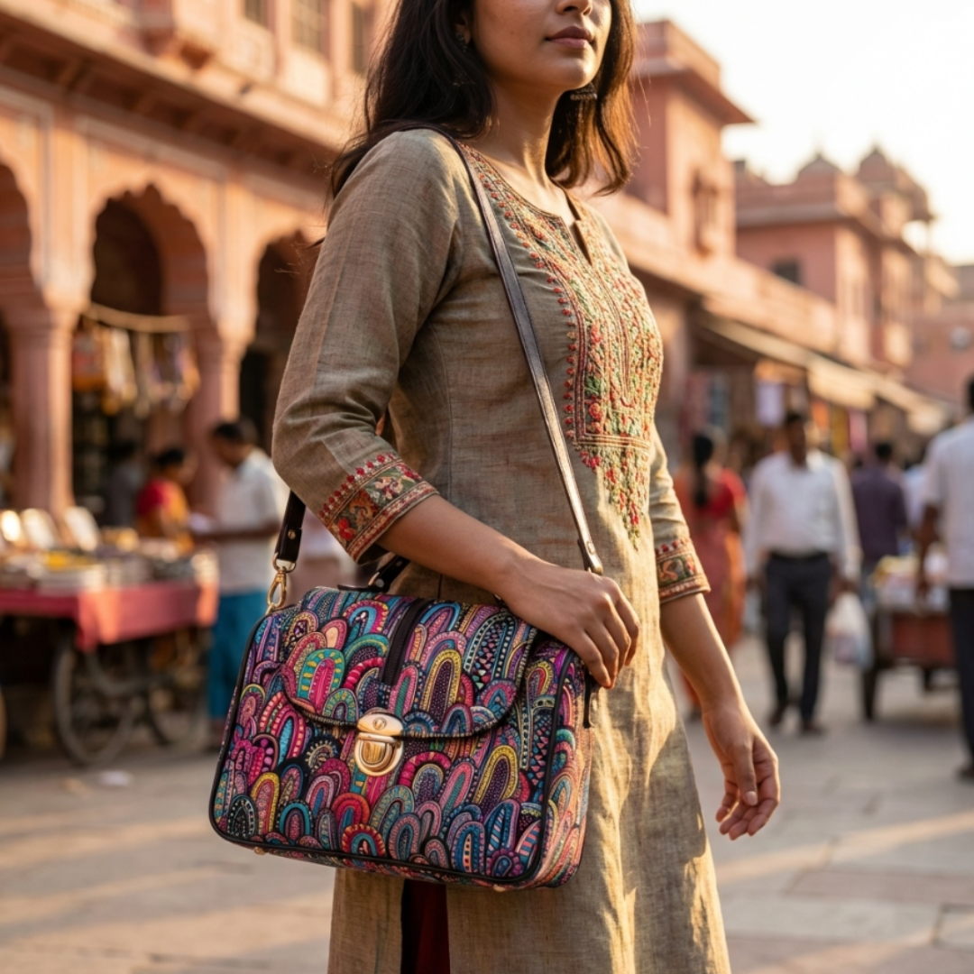 Rajasthani Sling Bag for Women | Ethnic Multicolor Print Crossbody Bag for Festive & Casual Wear | The House of RajPadmini